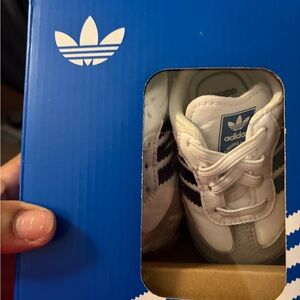 Adidas Kids White and Gray Sneakers